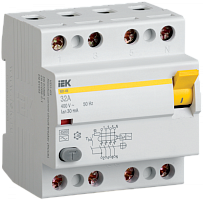 Выключатель дифференциальный (УЗО) ВД1-63 4п 25А 10мА тип AC | код. MDV10-4-025-010 | IEK